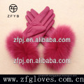 New style lambskin gloves with fox feather